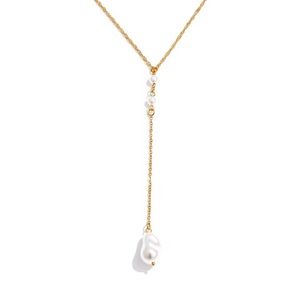 Sara Sotti Elegant Gold and White Pearl Necklace